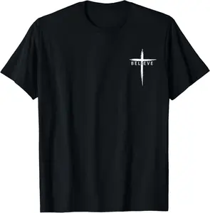 [100% Cotton] Believe Christian Cross Jesus Christ Christians Men Women T-Shirt Religious Cross Print Casual T-Shirt streetwear cotton jesus