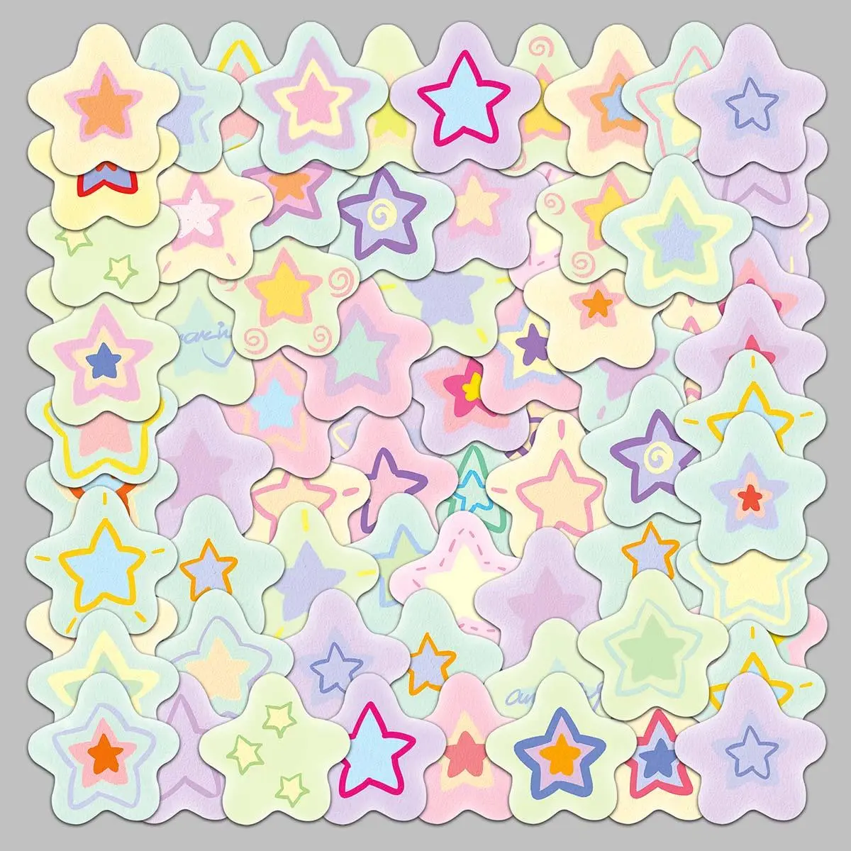Glitter Star Pattern Stickers, 50pcs Cute Scrapbooking Multi-purpose Stickers, Waterproof Self-adhesive Decoration Stickers For DIY Crafts & Journals, Sticker Packs, DIY Decorative Stickers