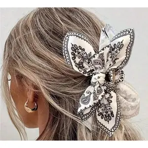 2026 Large Satin Bow Claw Clip, Elegant Fabric Jaw Clip with Strong Hold, Random Color Hair Accessory for Women, Sweet Style for Daily Wear & Spring-Summer Outfits