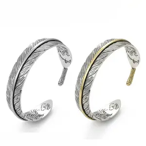 Vintage Feather Bracelet Adjustable Opening Unisex Handcrafted Jewelry for Men & Women amulet bracelet