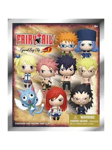 FAIRY TAIL Officially Licensed 3D Anime Character Series Mystery Bulk Bag Clip Keychain Random One Natsu and Gray or Other Characters For Mom and Friends Back to School and Anniversary Gifts