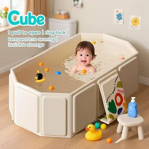 Foldable, Lightweight bathtub, Folding large baby bathtub for 0-5, one-piece foldable bathtub, foldable portable bathtub with drain plug, suitable for toddlers, outdoor use, travel, or balcony use