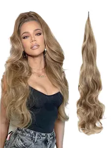 32-Inch Long Wavy Blonde Ponytail Extension, Synthetic Wrap-Around Ponytail Hairpiece for Women, Natural-Looking Wavy Ponytail for Daily Use