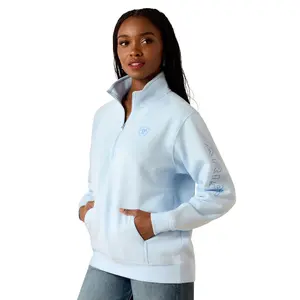 10071504 Ariat Women's Foundation Logo 1/2 Zip Sweatshirt - Nantucket Breeze
