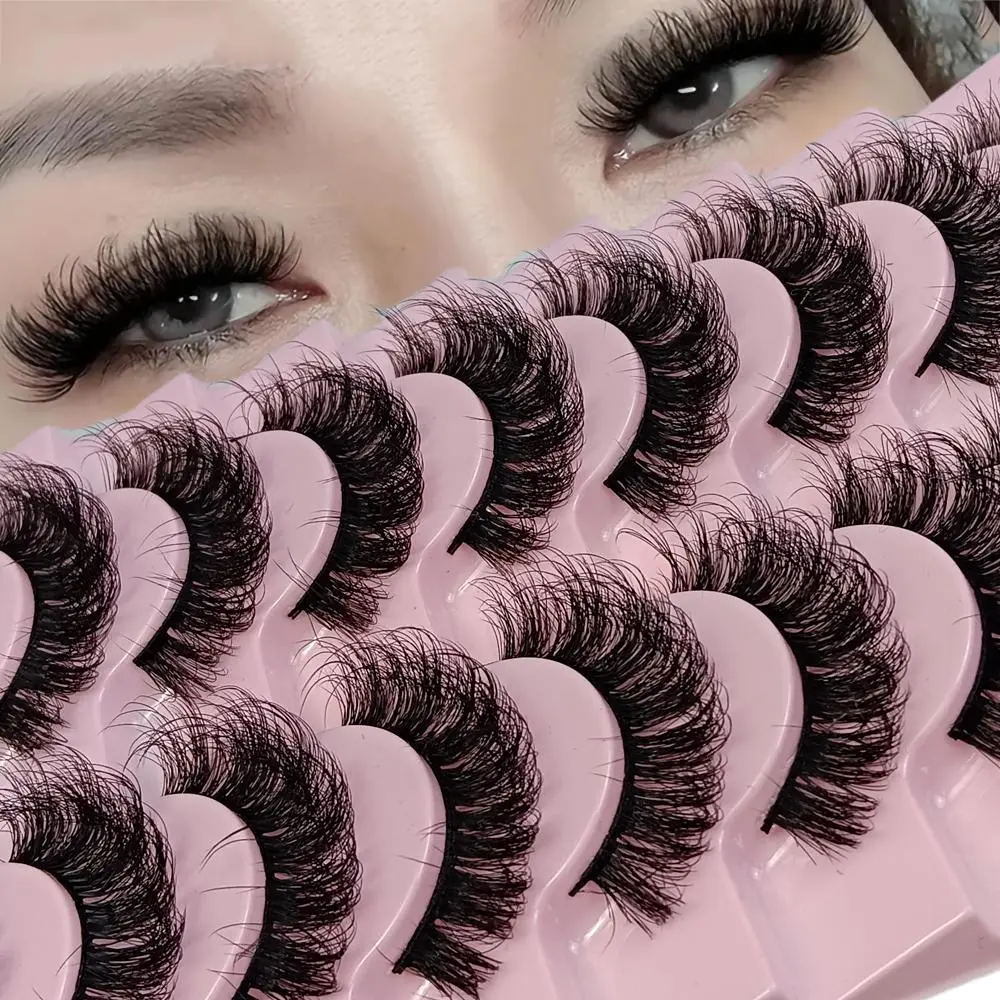 Fluffy False Eyelashes Cluster, Wispy DD Curl Russian Roll Faux Cluster Lashes, Volumized False Eyelashes, Volume False Eyelashes for Women & Girls Eye Makeup Enhancement, Christmas Gift