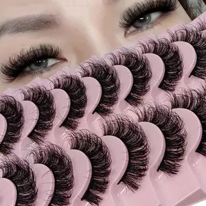 Fluffy False Eyelashes Cluster, Wispy DD Curl Russian Roll Faux Cluster Lashes, Volumized False Eyelashes, Volume False Eyelashes for Women & Girls Eye Makeup Enhancement, Christmas Gift