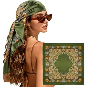 Large Square Head Scarf Bandana  35" Satin Hair Scarf for Women Like Silk Scarf Fashion Hair Wrapping