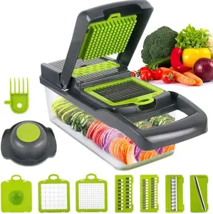 Multi-Functional Vegetable Chopper, Food Chopper - Onion And Vegetable Slicer With Container, Easy To Clean, For Chopping Kitchen Vegetables, Carrots, Salad, Garlic, Potato Slicer Kitchen Gadget.