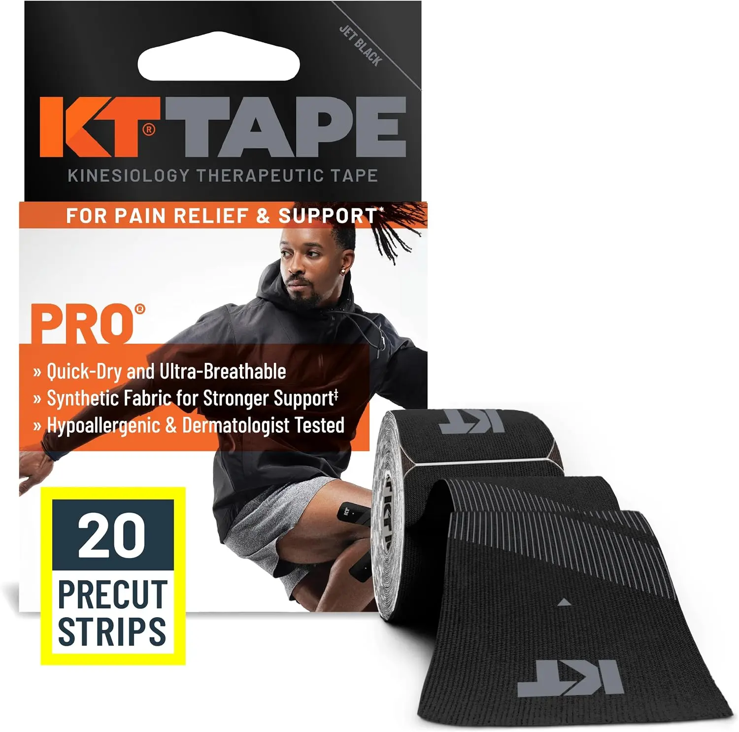 Pro Synthetic Kinesiology Athletic Tape, 20 Count, 10” Precut Strip