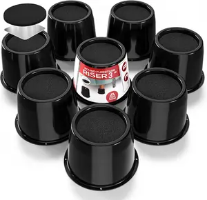 Utopia Bedding Bed Risers 3 Inch - 8 Pack - Round Furniture Risers with Top Anti-Slip Foam with Metal Plate & Bottom Rubber Pads - Bed Risers Heavy Duty for Sofa, Couch & Chair Lifts