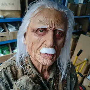 Soft Latex Realistic Elderly Mask with Hair & Beard | Comfortable Full Face Costume Headgear for Adults