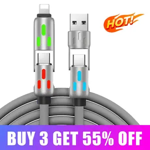 4 in 1 Multi-Function USB Charging Cable - MAX Fast Charging/Charger Cable, Multi-Function Charger for Fast Charging And Data Transfer with USB A + Type C, for Iphone Ipad, Samsung Galaxy Macbook Ipad Tablet,  Smartphone Cellphone Etc.