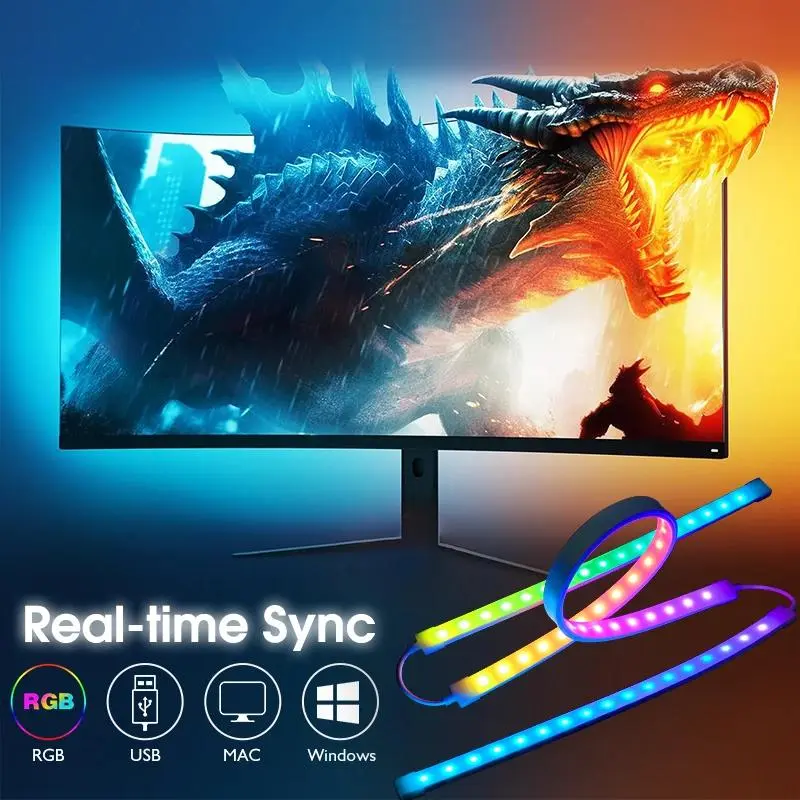 [DealsForYouDays]Ntaanoo 2026 USB Powered LED RGB Color Changing Strip Light with App Control Real-time Sync for TV Computer Bedroom Living Room Night Lamp Decorative LED TV Background Light summerwins, Adjustable Led Lights, Led Mood Light