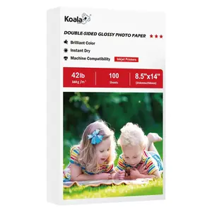 Koala Double-Sided Glossy Photo Paper 42lb 160gsm 100 Sheets for Chip Bags Party Favors 8.5x14 Inkjet Compatible