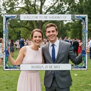 Personalized Wedding Photo Booth Frame, Garden Theme Wedding Photobooth Frame