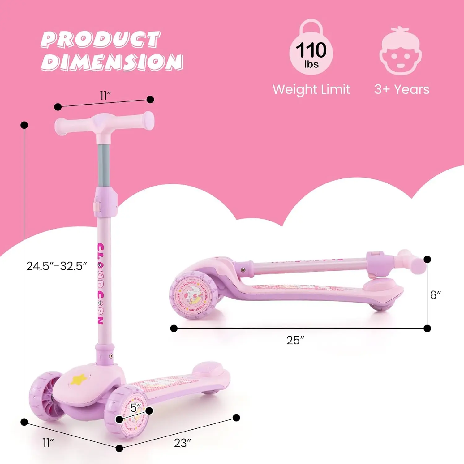 3 Wheeled-Light Pink