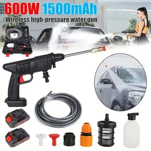 Handheld Electric Pressure Washer, Cordless Portable Cleaner with 2 Rechargeable Battery Packs