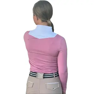 CM Equestrian Women's Slim Fit Long Sleeve Horse Riding Show Shirt - High Quality Winter Warm Rider Base Layer Equestrian Ladies  Tops Breathable Stretchy