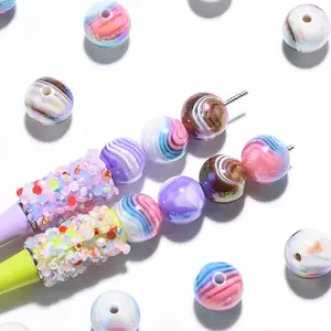 Cute Alpine Stripe Beads Set, Three-Color Gradient, Elegant Straight Hole Decorative Beads 16mm, Perfect for DIY Jewelry Making, Jewelry Making Supplies