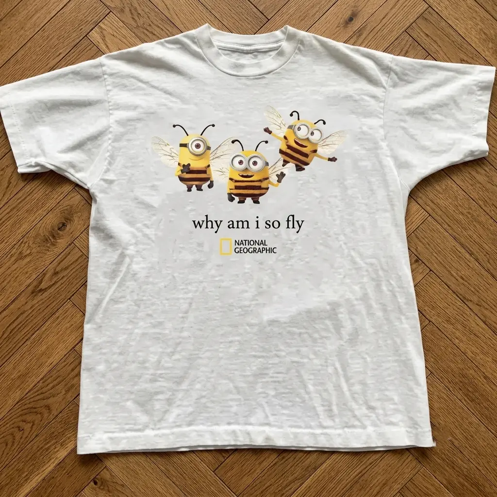 Retro 90s  National Geographic Minions Why am I so fly Funny Tshirt