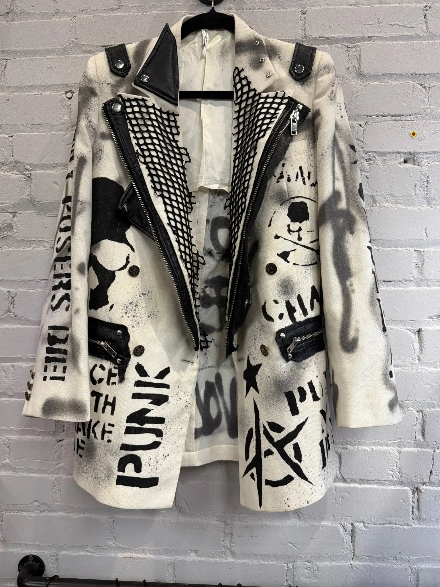 Punks Never Die Black and White Net Blazer