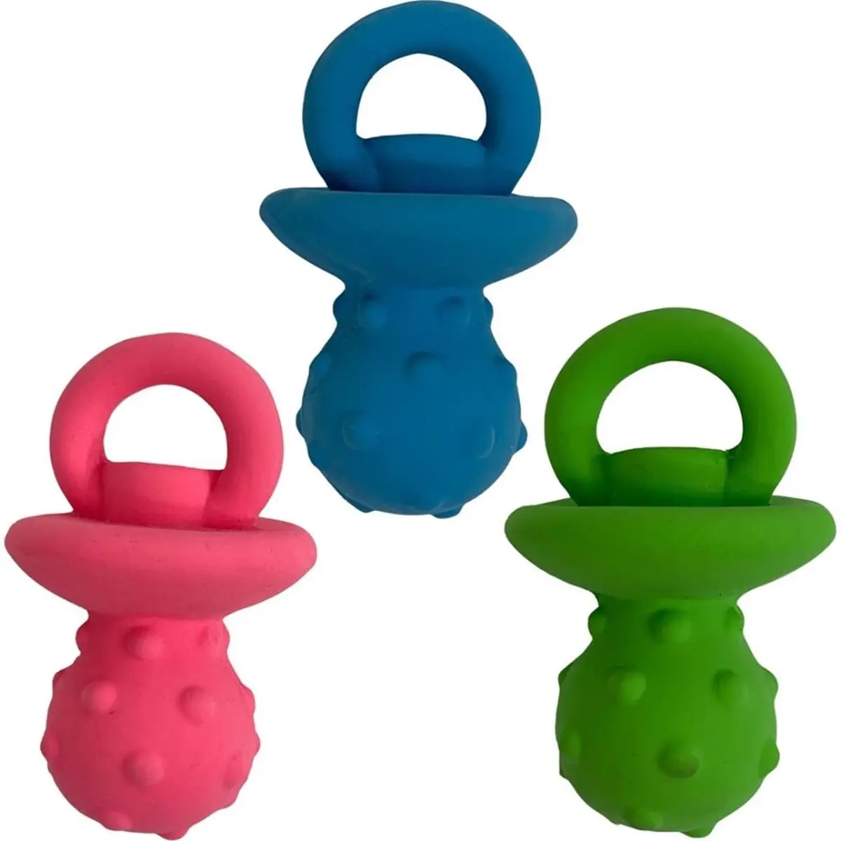 212 MAIN Small 4 in. Latex-Covered Plush-Filled Dog Pacifier Toy - 0.06 lbs, Assorted Colors, for Fetch & Interactive Play