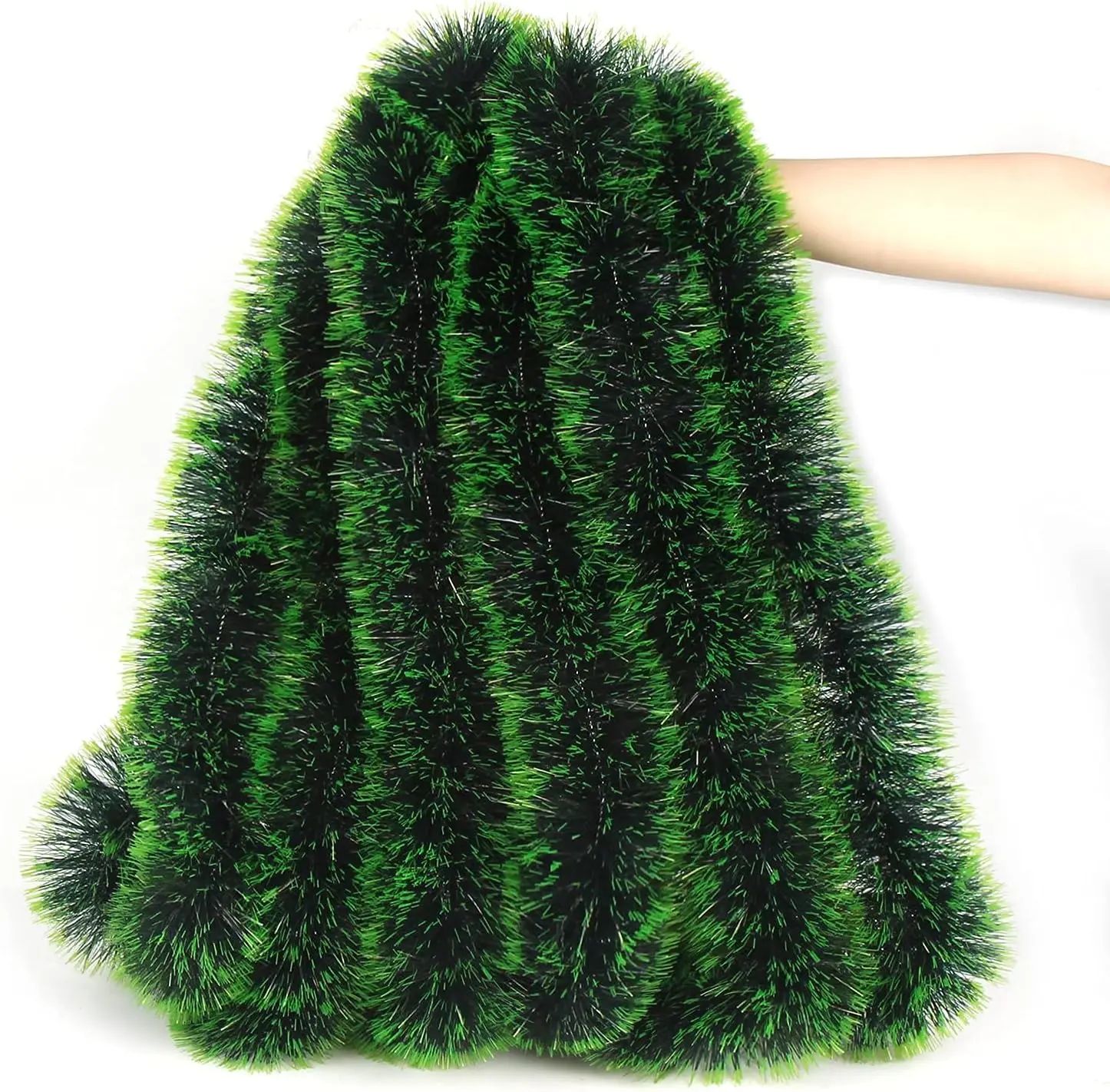 32.8 Ft Christmas Tinsel Garland,Dark Green Glittering Decoration for Xmas Tree Party Wedding Supplies
