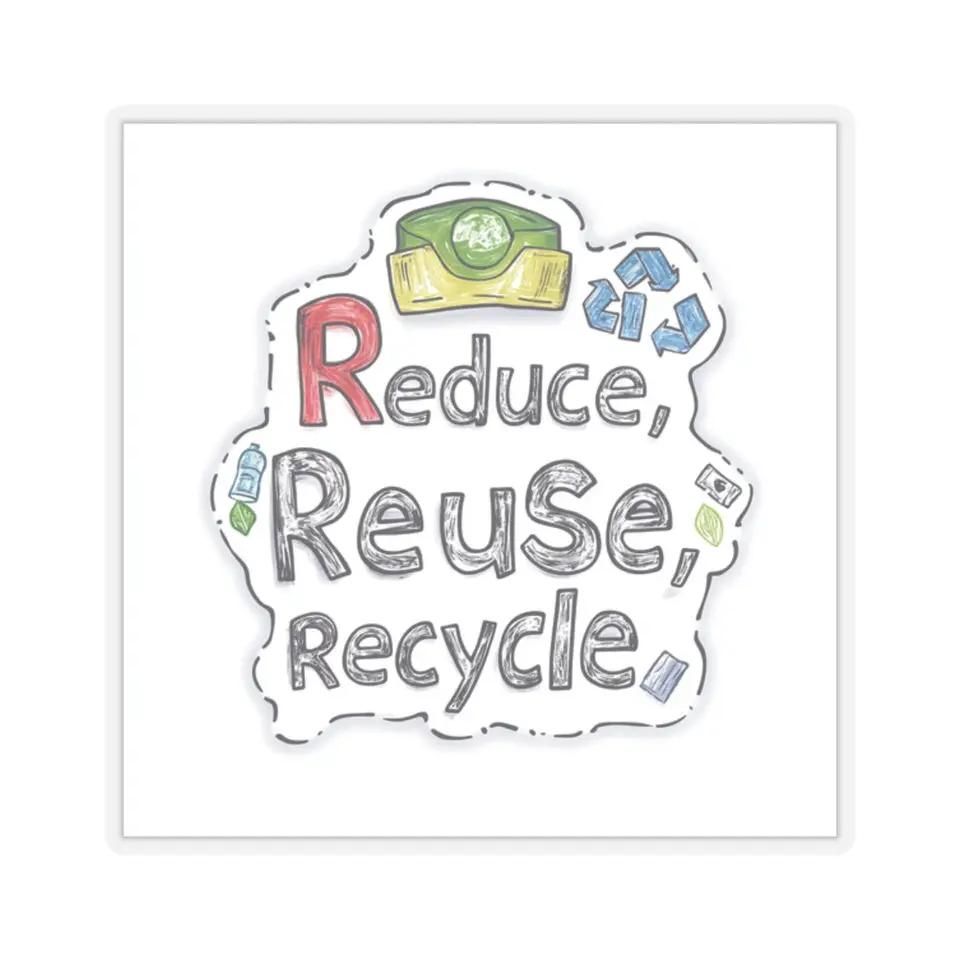 Eco-Friendly "Reduce, Reuse, Recycle" Kiss-Cut Stickers - Made in USA - Kiss-Cut Stickers