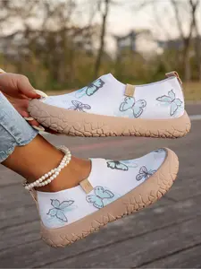 Women's Butterfly Print Slip-On Shoes | Breathable Mesh Casual Shoes | Lightweight Non-Slip Walking Shoes