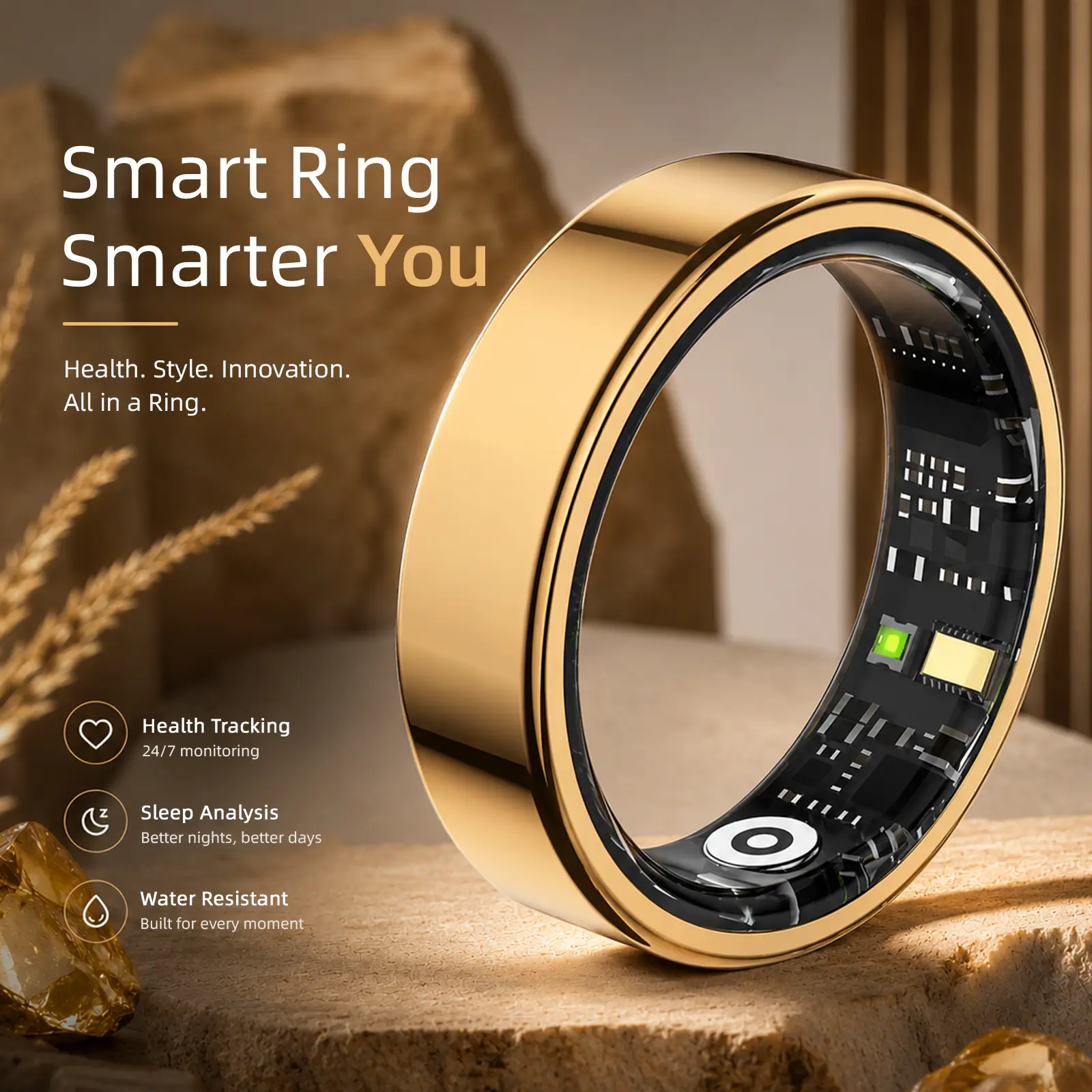 AI Smart Ring for Men & Women, Narrower Design Stainless Steel , Only 3.5g  Lightweight Fitness Tracker with AI Analysis & Family Mode, Sleep, Heart Rate, Activity & Stress Tracking, 5-7 Day Battery, IP68 Waterproof, iOS & Android Compatible