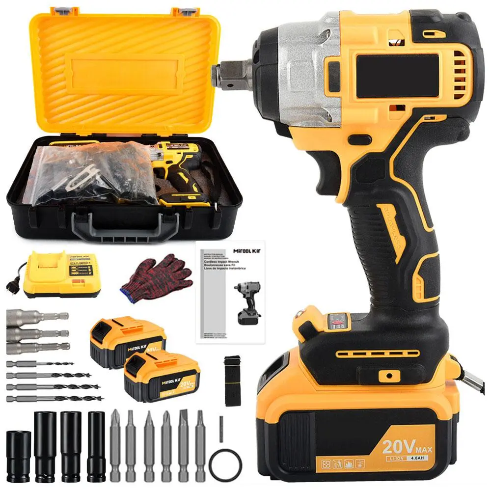 20V Brushless Impact Wrench Tool Kit, 1800Nm High Power Cordless Impact Gun, Friction Drive Design, Adjustable Speed, All-in-One Repair Tools with Storage Toolbox