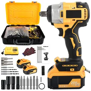 20V Brushless Impact Wrench Tool Kit, 1800Nm High Power Cordless Impact Gun, Friction Drive Design, Adjustable Speed, All-in-One Repair Tools with Storage Toolbox