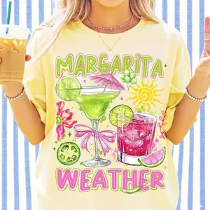 Summer Margarita Weather , Preppy Brushstroke Aesthetic , Trendy Summer Shirt , Summer , Digital Tee