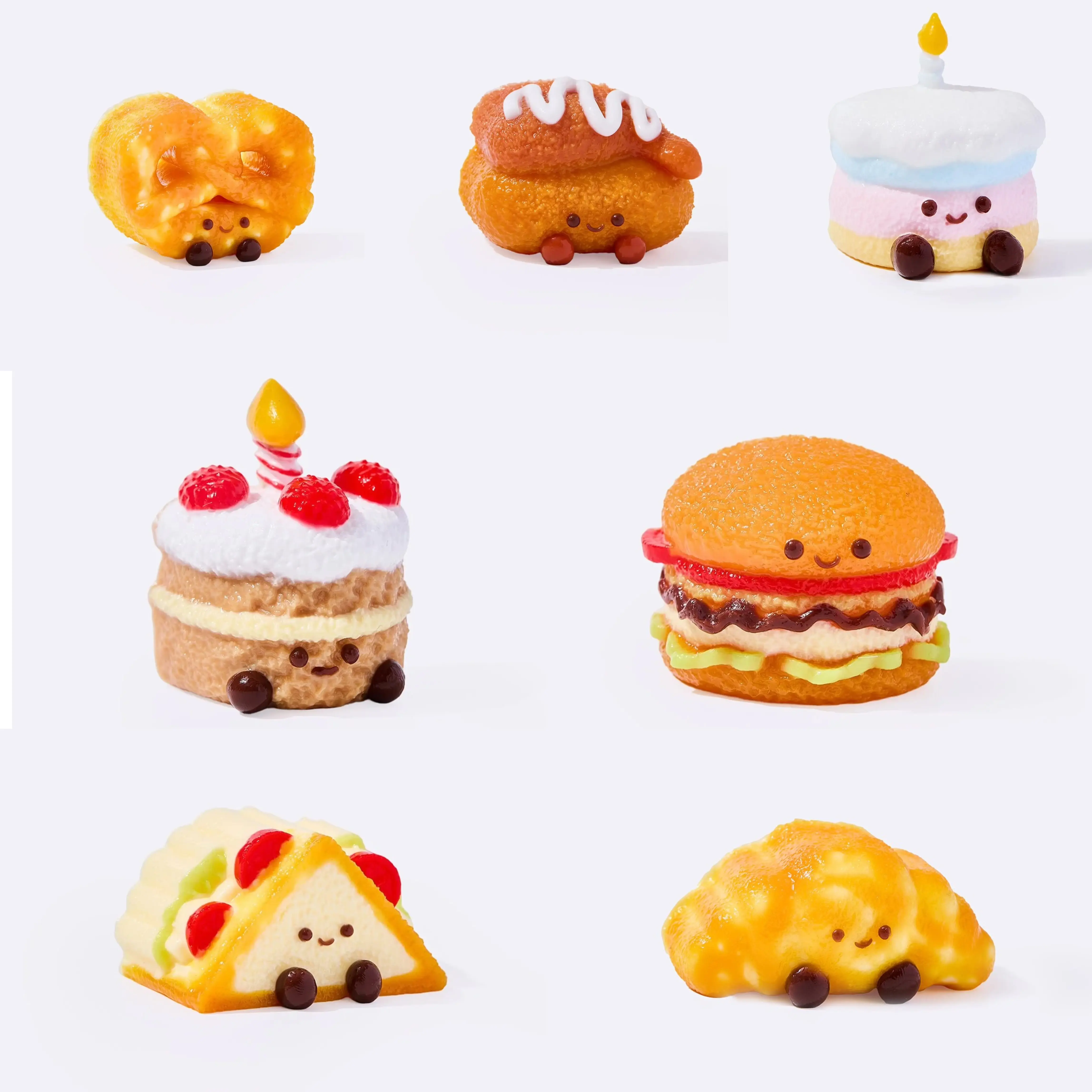 taba squishy Back To School 7-Style Mini Food Handmade Squishy Toy Set, Cute Slow-Rising Squeeze Fidget Items (Shrimp Tail, Sushi, Burger, Vegetable, Sandwich), Kawaii Realistic Sensory Stress Relief Collectible  for Kids Party Favors