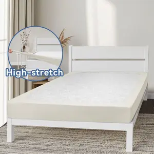 Ultra Soft Easy To Install Stretch Box Spring Cover, Cream, Queen