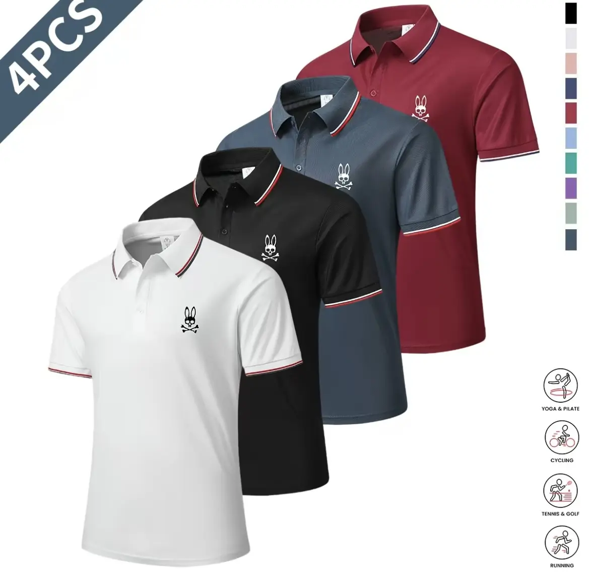 Men's Casual Short-Sleeve Polo Shirt Set - Breathable, Stylish Plain Menswear Top, Ideal Gift for Him, Multi-Season Suitable, Basic, M