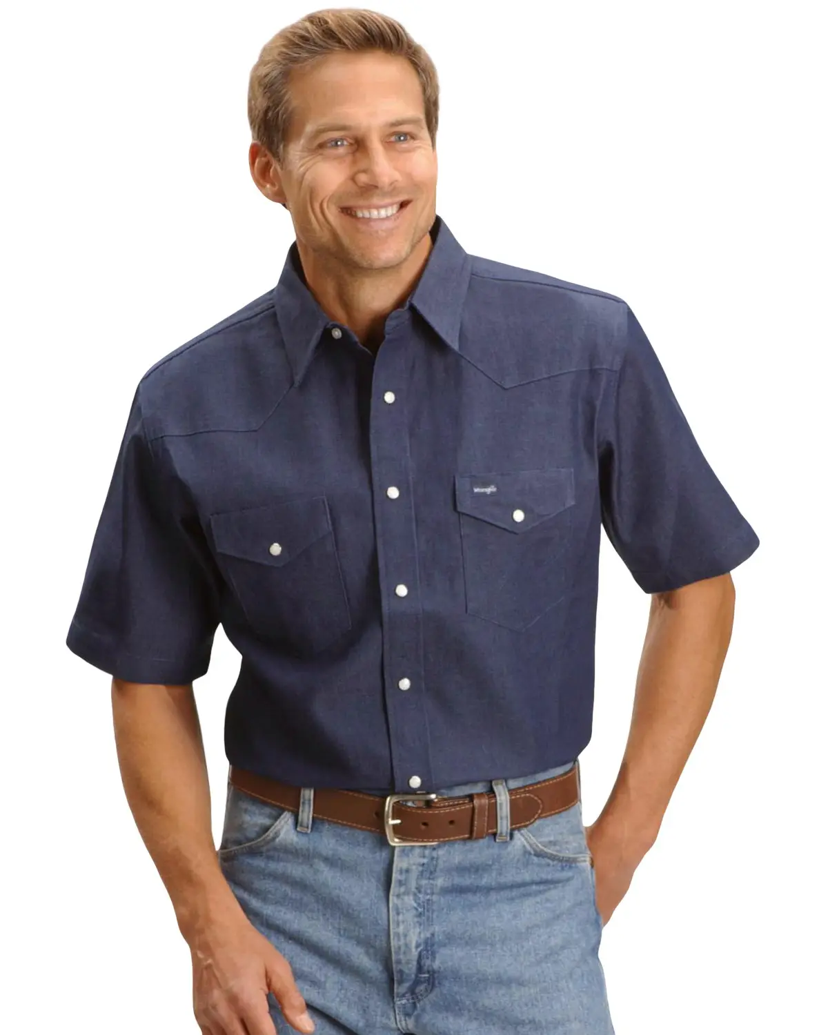 Wrangler Men's Men'S Solid Twill Short Sleeve Work Shirt - Ms3127b