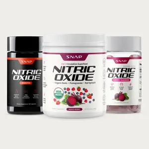 Snap Supplements  - Berry Flavor Nitric Oxide Beets + Cherry Flavor Nitric Oxide Gummies + NO Booster 60ct - Natural Supplement Bundle
