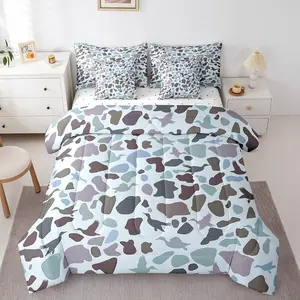 Feelyou 7-Piece Mallard Duck Bed Comforter Set - Hunting Wildlife Flying Themed, Army Camouflage Wild Animals Design with Bedding Sheets, Soft Blanket for Kids, Queen Comforter Set