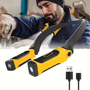 Rechargeable LED Neck Light, LED Lights with 2 Brightness Levels, Bendable Arms, 500mAh Battery, USB Charging, Downlighting for Reading, Camping, Ideal for DIYers