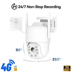 4G LTE Plug-in Outdoor Security Camera 24/7 Recording Night Vision PIR Alerts Two-Way Audio Cloud SD Storage Weatherproof for Farm Yard Garage RV Remote Areas