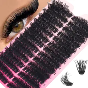 224pcs D-Curl 100D Mink Cluster Eyelash Extensions, Elongated Lashes, Reusable, Dramatic Effect, Dense & Natural, Long-Lasting & Durable, Lightweight & Soft, Suitable For Beginners, DIY Eyelash Extensions, Daily Life, Parties, Halloween