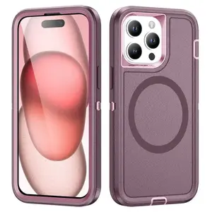 Fin 3IN1 Hybrid Heavy Duty Armor Case for IPhone 16 15 14 Pro Max Plus for Magsafe Magnetic Wireless Charging Hard Cover