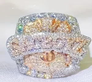 Personalized custom style hip-hop champion ring, authentic VVS boutique ice luxury style ring, men's high-end ring, Mother's Day and Father's Day gifts, holiday limited high-end style ring, exclusive for street rap singers