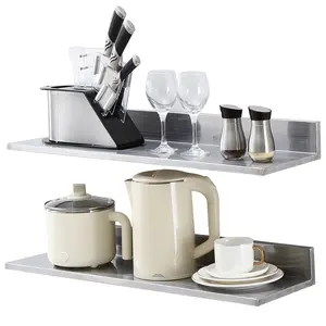 VEVOR 8.6" x 30" Stainless Steel Shelf,  Wall Mounted Floating Shelving with Backsplash, 44 lbs Load Capacity Commercial Shelves, Heavy Duty Storage Rack for Restaurant, Kitchen, Bar, Home, and Hotel Organiser Decoration