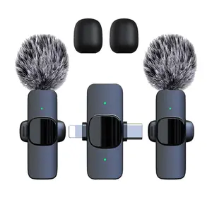 Wireless Lavalier Microphone, Condenser Recording Mic, USB Rechargeable Wireless Microphone, Lapel Mic for Video Recording, Teaching, Interviews, Podcast, Clip Microphone