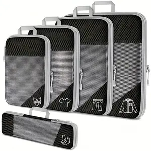 5-Piece Compression Cube Set for Travel, Travel Packing Cubes, Lightweight Vacation Essentials, Durable Luggage Storage Bags, Must-Have Travel Accessories