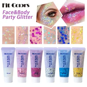 Mermaid Glitter Gel Shimmer Glitter Pigment Face Body Hair Makeup, Long-Lasting Sparkle for Music Festivals Parties Halloween, Easy to Remove No Glue Needed