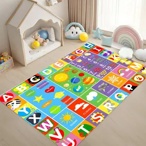 1 Piece of Educational Game Carpet Mat ABC Children's Game Room Entertainment Living Room or Bedroom Decoration Printed Carpet Decoration Welcome Soft Floor Mat Suitable for Indoor Living Room Bedroom Home Decoration