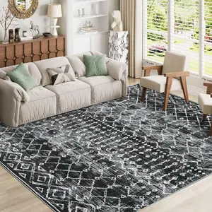 Bohemian Style Carpet Soft Imitation Wool Decorative Rug Anti-stain and Non-slip for Bedroom Dining Room Office